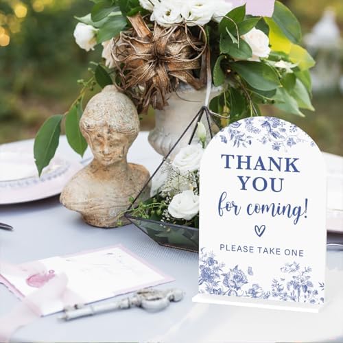 Acrylic Wedding Signs, Dusty Blue Wedding Decor, Blue Weddings Decor, Thank You for Coming Sign for Reception, Modern Calligraphy Arch Acrylic Table Top Sign for Weddings Parties Dinners (White)