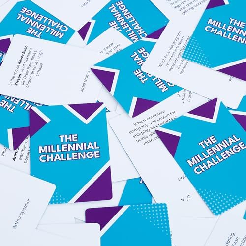 The Millennial Challenge - 90s and 2000s Trivia Game with 600 Trivia Cards - Pop Culture, Trivia Game with Movies, Music, TV Shows - Ideal for Game Night, Christmas, Birthday, or Gift