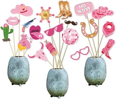 19 Pieces West Cowgirl Photo Booth Props Kit, Cowgirl Western Party Decorations Selfie Props for Western Cowboy Theme Party Favors Supplies (Cowgirl)