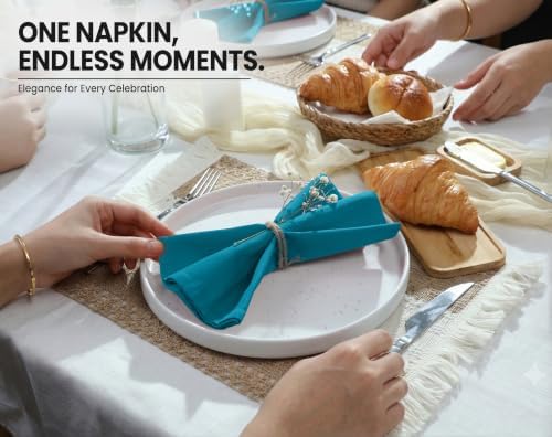 Ruvanti Cloth Napkins Set of 12, Cotton Enrich 18”x18” - Teal
