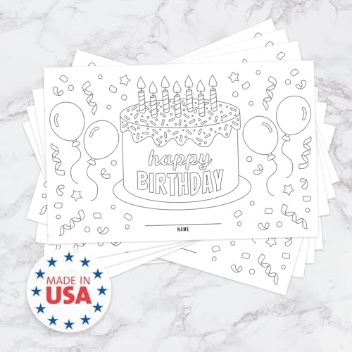 Birthday Party Coloring Activity Placemats / 12 Happy Birthday Celebration Drawing Activity Sheets / 11" x 17" Kids Double Sided Disposable Coloring Paper Placemat/Made in The USA