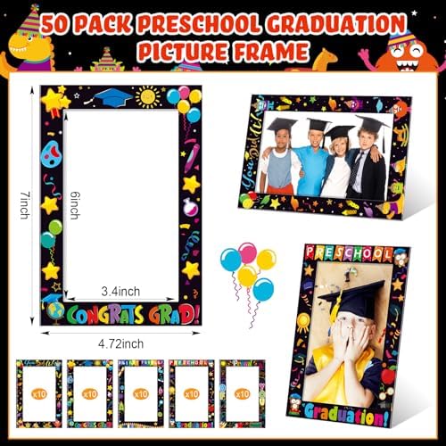 AmazingSpark 50 Pack Paper Photo Frames, Preschool Classroom Decor
