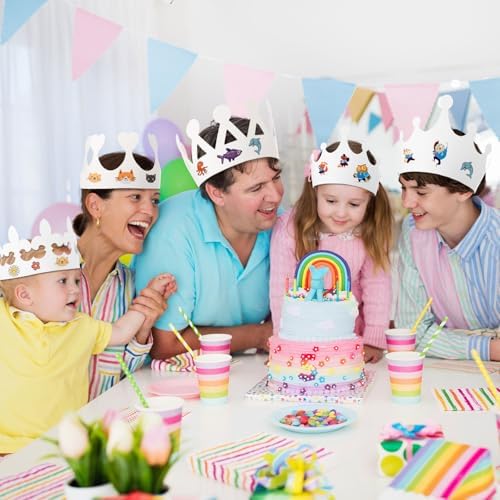 Thenshop 280 Pcs White Paper Crowns for Kids to Decorate, Classic Style