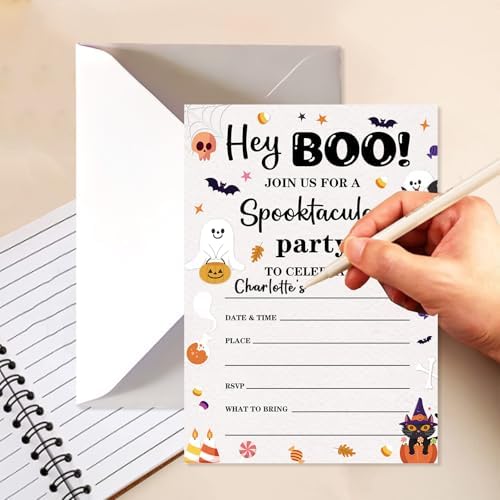 20 Halloween Birthday Invitations Cute Ghost Pumpkin Halloween Party Invitations Cards With Envelopes Halloweens Invites for Teens Birthday Party Favor Decorations Supplies