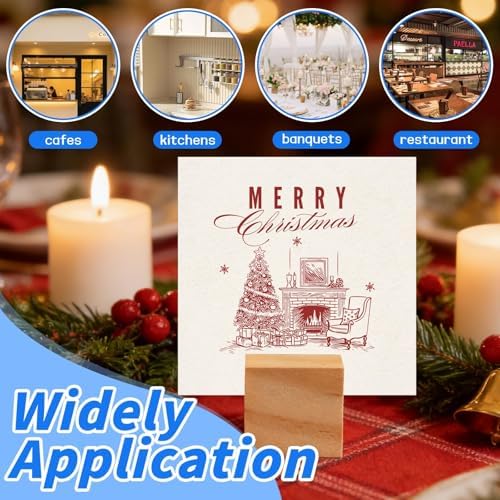 30Pcs 1.2x1.2 Inches Wood Table Number Stands, Wood Place Card Holders, Wooden Holders for Wedding, Ceremony, Birthday, Party, Home Decoration, Events (2mm Slots)