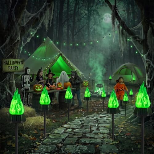 Toodour Solar Halloween Lights Outdoor, 4 Pack Solar Torch Light Waterproof
