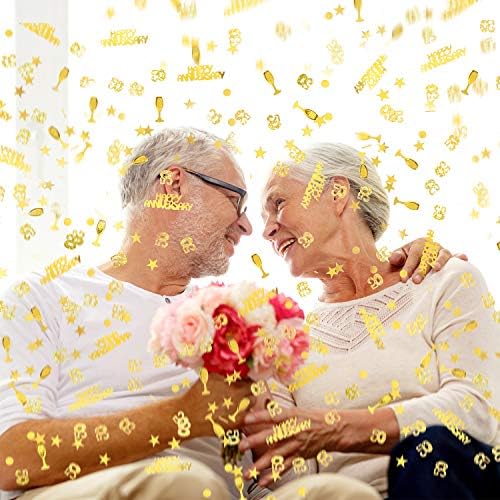 WILLBOND 3000 Pcs Gold 50th Anniversary Confetti, Glitter Table Scatter