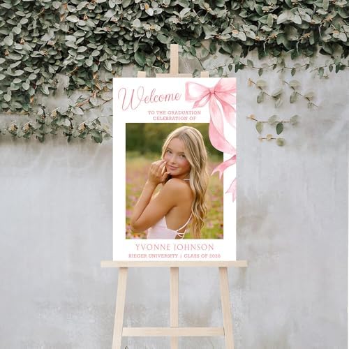 Personalized Graduation Party Welcome Sign With Photo, Class Of 2026 Yard Sign, Graduation Senior Sign 2026, Modern Minimalist Graduation Welcome Sign, Graduate Yard Sign, Pink Graduation Decorations