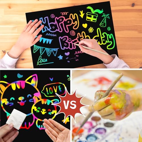 ZMLM 2 Pack Rainbow Scratch Paper Notebooks: Art Crafts for Kids Ages 4-8