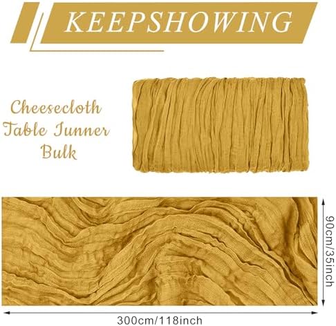 1 Pack Cheesecloth Table Runner 10Ft Christmas Gauze Boho Table Runners for Wedding Decor Bridal Shower Decorations Baby Shower Party(35" x 120")
