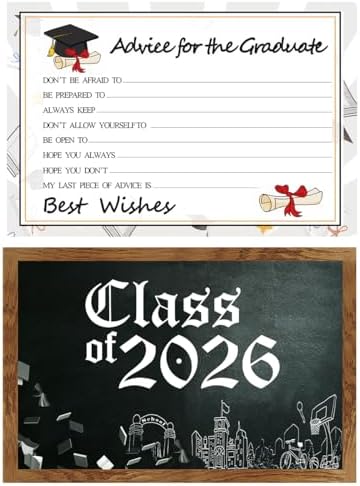 Graduation Wish Cards - 50PCs High School or College Graduation Advice Cards Supplies 2026 Decorations Grad Celebration Party Supplies for High School/College/Senior School