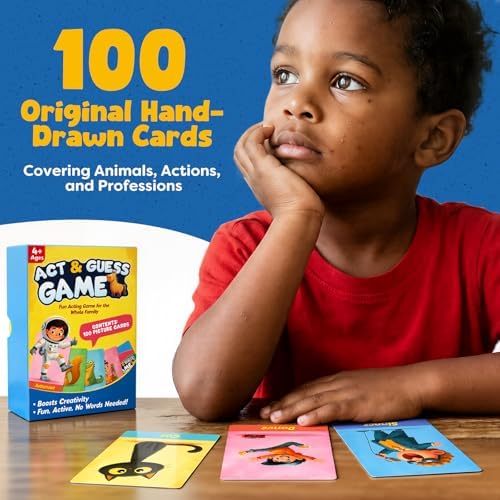 Charades for Kids Ages 4-8–The 'No Reading Required' Family Game,100 Cards
