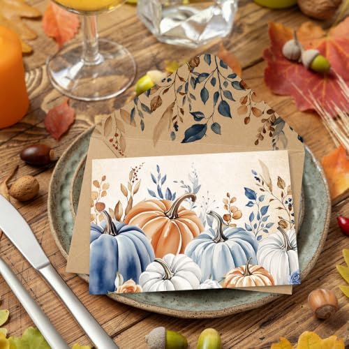 FYSUIMU 24 Pack Fall Cards Boxed Vintage Pumpkin Leaves Greeting Cards with Envelopes Stickers Autumn Blank Note Card for Thanksgiving Harvest Party Supplies, 4 x 6 Inch