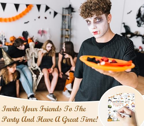 Halloween Party Invitations, Pumpkin Ghost Invites Cards With Envelopes, Fall Holiday Celebration Favors Supplies, 25pcs Invitation Card for Halloween Wedding Birthday Baby Shower -08