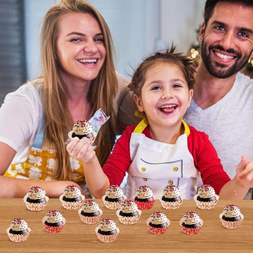 AUGSUN 800pcs Christmas Cupcake Liners Mini Baking Cups Santa Elk Snowman