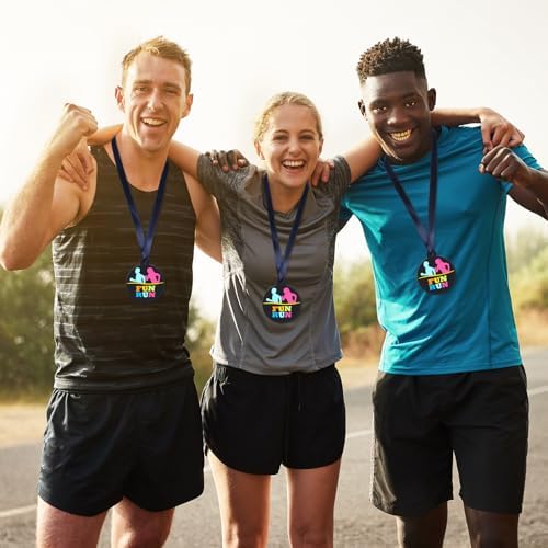 AmazingSpark 60 Pcs Fun Run Award Medals, 2 Inch Rubber Medals Bulk Winner Encourage Team Participation for Kids Adults Trophy Award Prize Gift Competitions Graduation Party