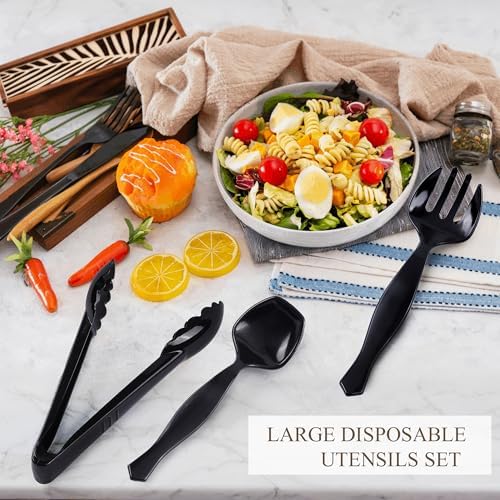 Mwellewm 72Pcs Plastic Serving Utensils Set, Disposable Spoons Tongs Forks (Pack of 2)