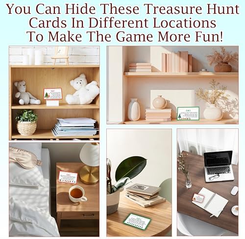 Christmas Scavenger Hunt Games Set, Xmas Treasure Hunt Clue Games for Friends Family, Winter Holiday Activities for Large Groups, Christmas Holiday Party Supplies Decorations, 02