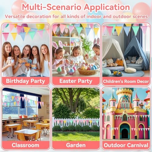 MAQIHAN 78.6 Feet Colorful Pennant Banner Flags - Triangle Bunting