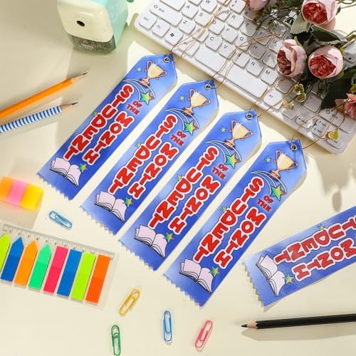Wavwavw 100 Pcs Student of the Month Award Ribbons Bulk 8" x 2" Prizes Ribbons with Event Card and String Award Prize Gift for Tournaments Competitions Party Classroom Home Study Supplies
