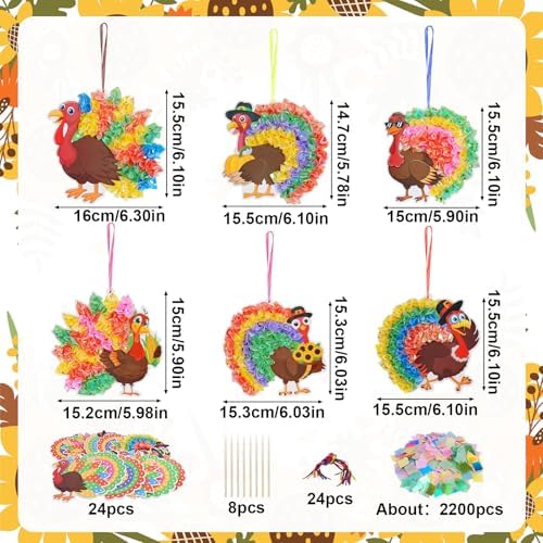 Fennoral 24 Pack Thanksgiving Turkey Crafts Kit for Kids Make You Own Turkey Poke in Arts and Crafts DIY for Boys Girls Classroom Activities Fall Decoration