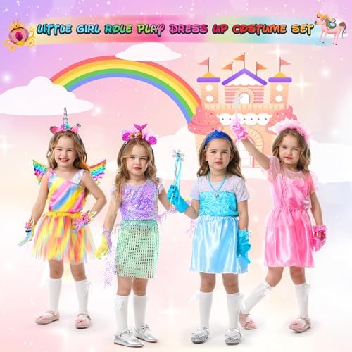 LIMIROLER Princess Dress Up Clothes for Little Girl Role Play Costume Gift Set Princess Dress Up Toys for Toddler Girls