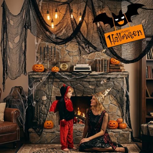 Halloween Decorations Creepy Cloth, 4 PC 72 X 30inch Black Scary Gauze Spooky Cloth, Freaky Loose Creepy Clothes, Halloween Decorations for Haunted Houses Outdoor Indoor Yard Cauldron Wall Decor