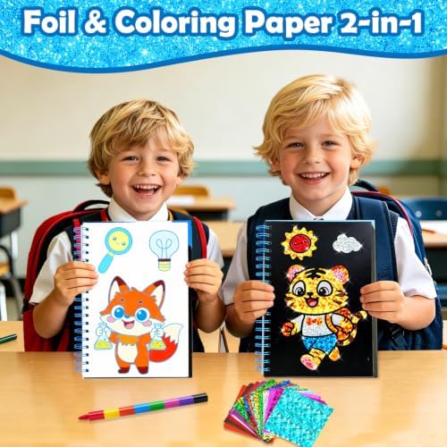 FUNNYB&G Foil Art Craft Kit for Kids, Sparkly Birthday Gift Toy for Boys
