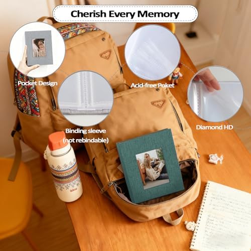 Popotop 2 Pack Photo Album 4x6 Pictures, Small Linen Slip-in Photo Albums Book for 80 Photos with 40 Pockets, Birthday Gifts for Women Mom Family Baby