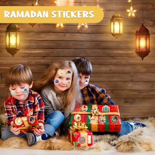 Xzentira 150PCS Ramadan Eid Stickers Islamic Mubarak Vinyl Crafts Decals for Ramadan Decorations Eid Gifts Adult Gift Packaging Laptop Bottle Scrapbook