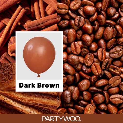 PartyWoo Dark Brown Balloons 140pcs Boho Neutral Coffee Tan Different Sizes
