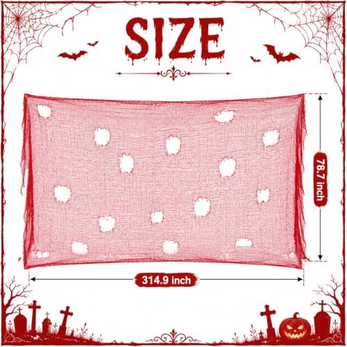 Halloween Creepy Cloth Red 79 X 315 in, Spooky Scary Gauze for Home Decor
