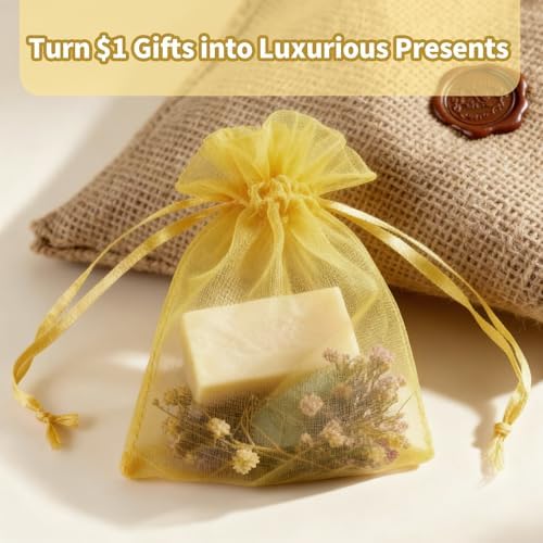 Gold Organza Bags 4x6 Mesh Bags Drawstring for Jewelry Favor Gifts Pouch
