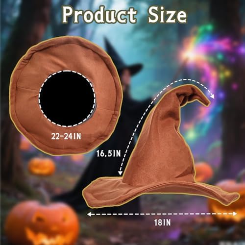 NTIERA Witch Hat, 18IN Wizard Hat Cosplay Accessories for Halloween Costume Party Christmas Masquerade Carnivals