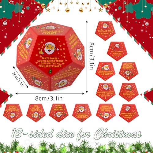 Hilarious Santa Swap Gift Exchange Dice, 3 * 3 in Exchange Gifts Dice, Christmas Stocking Stuffers Gift Exchange Dice Games for Family Party, Gifts for Xmas, Birthday, Party and Family Night, Holiday