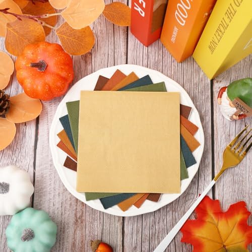 Whaline 120 Pack Fall Cocktail Napkins Disposable Paper Beverage Napkins