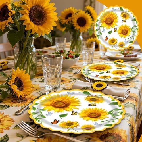 Sunflower Paper Plates 50 Pack 7 Inch Fall Party Plates Disposable