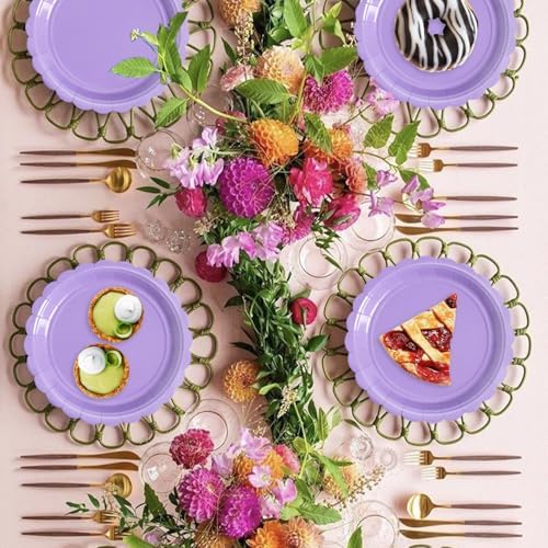 Vyntra 50 Pcs Lavender 9 Inch Scalloped Paper Dinner Plates