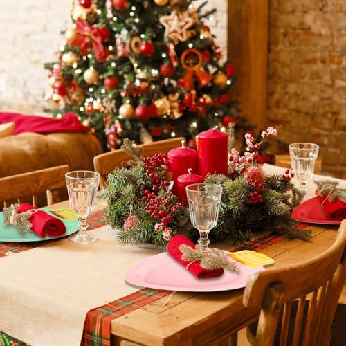 Whaline 60 Pcs Christmas Paper Plate Disposable Plates Boho Gold Foil Xmas Light Dinner Plate for Xmas Winter Party Table Decor Supplies, 10.4 x 6.7 In
