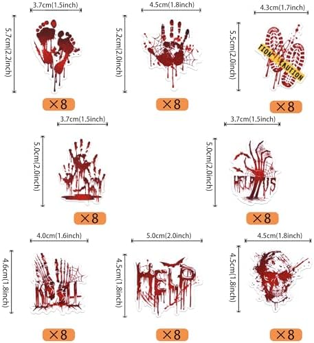 64 PCS Edible Halloween Cupcake Toppers Wafer Paper Horror Blood Skull Zombie Hand Bat Cupcake Picks Edible Have a Killer Birthday Cake Decorations for Halloween Theme Killer Birthday Party Supplies