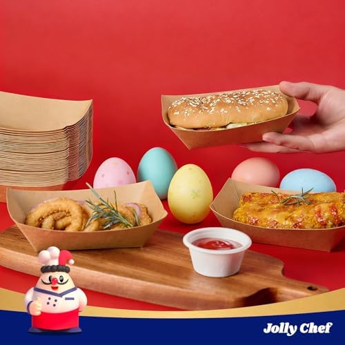 JOLLY CHEF 2lb Paper Food Tray 1000 Pack Disposable Paper Boat Serving Boat