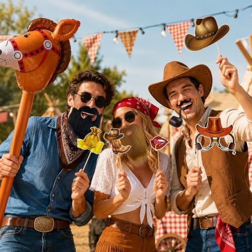 44PCS Wild West Themed Photo Booth Props for Funny Party Kit