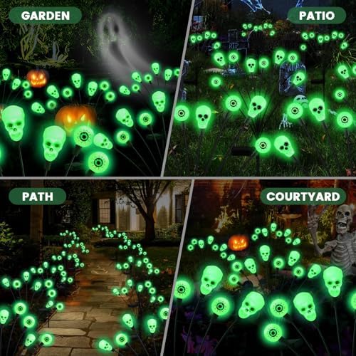 vignuto Halloween Decorations Outdoor, Scary Eyeball Lights,4PACKS 32LED,IP65 Waterproof,Halloween Decor for Garden/Yard/Patio/Lawn/Pathway(Green)
