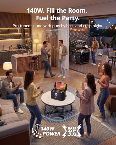 Ikarao Portable Karaoke Machine for Adults, Built-in Lyrics Display and Screen, 2 Self-Charging Wireless Microphones, Karaoke App, 140W Speaker, Connects to TV for Home Party Birthday Outdoor Camping