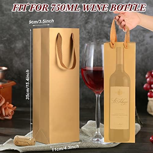 Zonon 48 Pieces Colorful Wine Gift Bags Bulk Christmas Wine Bottle Paper Bags Single Bottle Carry Bags with Handles for Wedding Birthday Housewarming Party Supplies, 3.5 x 4.3 x 13.8 Inch, 8 Colors