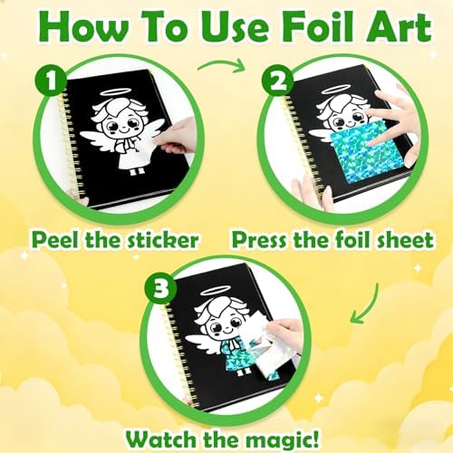 FUNNYB&G Foil Art Craft Kit for Kids, Sparkly Birthday Gift Toy for Kids