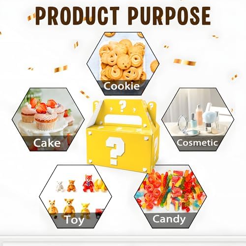 BGFMVS 12 Pcs Video Game Question Mark Party Favor Boxes Yellow Mystery Box
