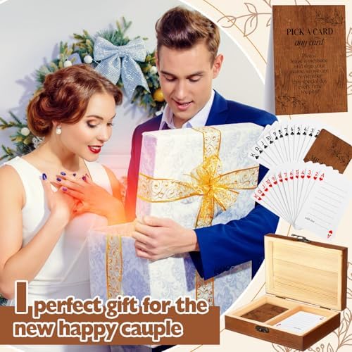 AceOrbit 57 Pack Rustic Wedding Guest Book Playing Card Set with Wooden Box