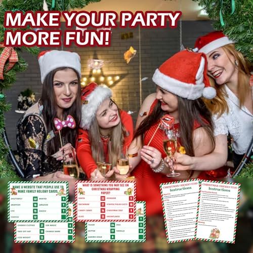 Christmas Friendly Feud Game, Friendly Christmas Party Games for Family Friends Large Groups, Funny Xmas Feud Quiz, Xmas Trivia Party Decoration for Winter Holiday -09
