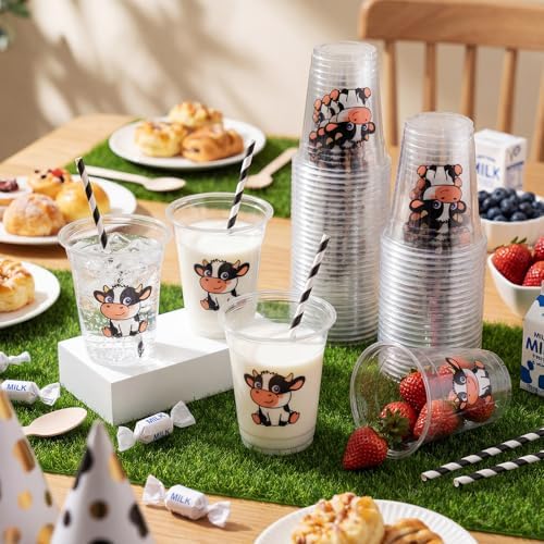 Funnymoom 60 Pack Cow Plastic Cups for Party Decorations, 12 oz